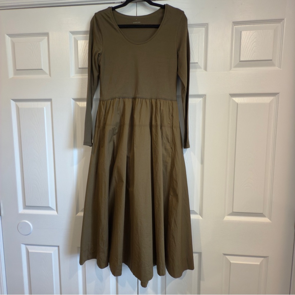 Everlane Olive Long Sleeve Dress - Picture 2 of 14